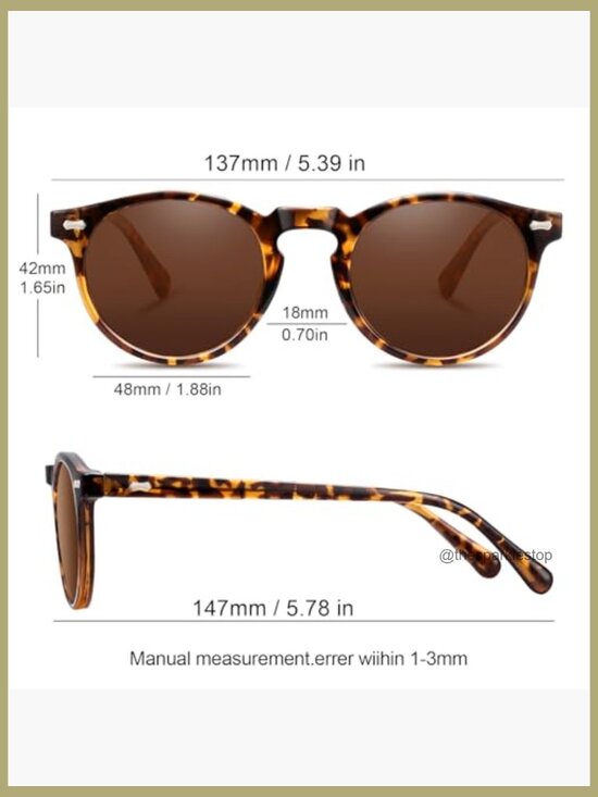 Retro Round Polarized Sunglasses UV Protection Plastic Frame